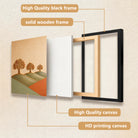 Framed Art Print with Golden Trees Landscape, Modern Abstract Design, High-Quality Material for Home Decor