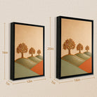 Framed Art Print with Golden Trees Landscape, Modern Abstract Design, High-Quality Material for Home Decor