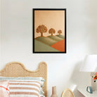 Framed Art Print with Golden Trees Landscape, Modern Abstract Design, High-Quality Material for Home Decor