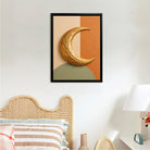 Modern Golden Crescent Moon Wall Art, Abstract Design, High-Quality Framed Canvas, Perfect for Living Room or Bedroom Decor