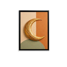Modern Golden Crescent Moon Wall Art, Abstract Design, High-Quality Framed Canvas, Perfect for Living Room or Bedroom Decor