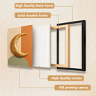 Modern Golden Crescent Moon Wall Art, Abstract Design, High-Quality Framed Canvas, Perfect for Living Room or Bedroom Decor