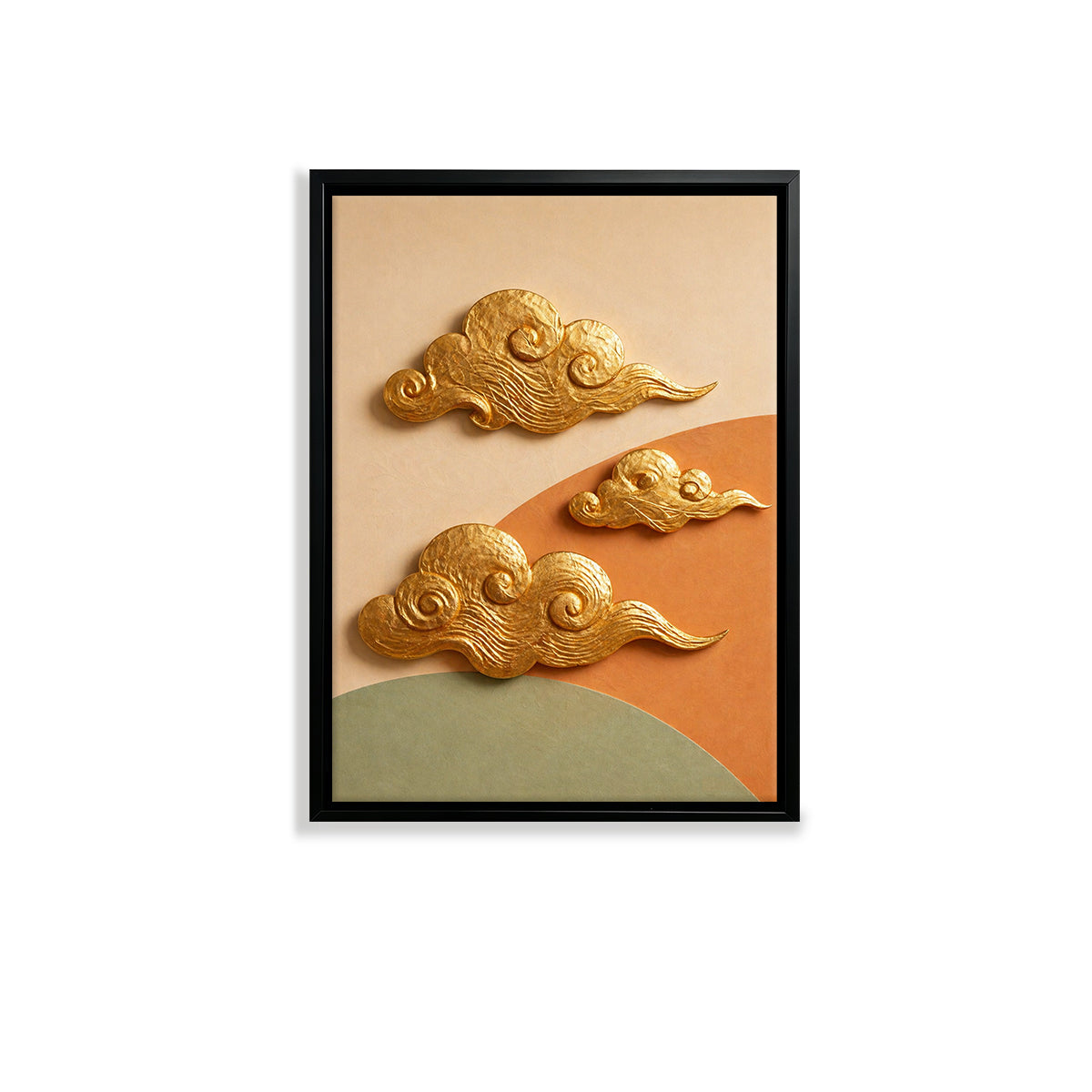 Modern Cloud Wall Art Sculpture, Gold Accents, Elegant Home Decor for Living Room or Bedroom