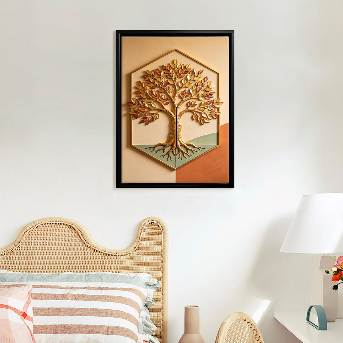 Modern Tree of Life Wall Art, 3D Relief Design, Gold Finish, Perfect for Home Decor in Any Room