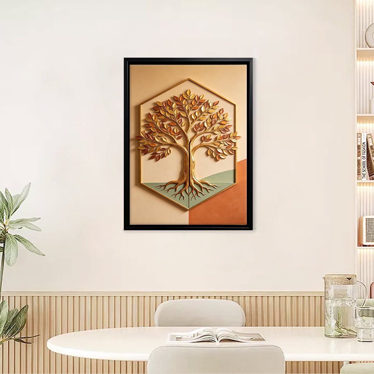 Modern Tree of Life Wall Art, 3D Relief Design, Gold Finish, Perfect for Home Decor in Any Room