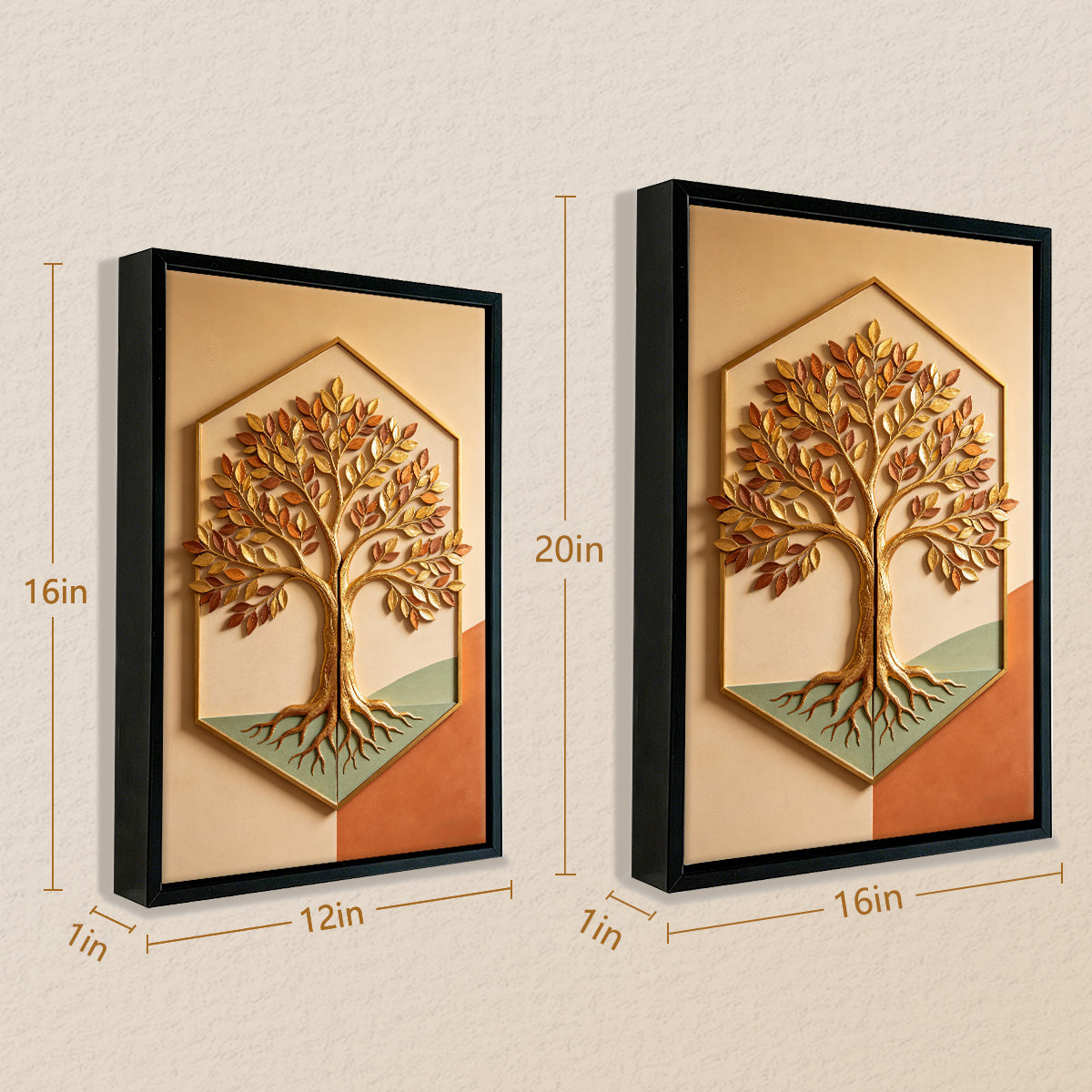Modern Tree of Life Wall Art, 3D Relief Design, Gold Finish, Perfect for Home Decor in Any Room