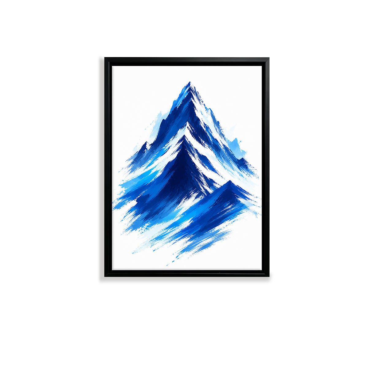 Framed Mountain Art Print, Blue Brushstroke Style, Premium Quality, Perfect for Home or Office Decoration