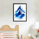 Framed Mountain Art Print, Blue Brushstroke Style, Premium Quality, Perfect for Home or Office Decoration