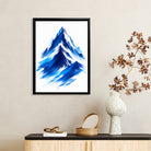 Framed Mountain Art Print, Blue Brushstroke Style, Premium Quality, Perfect for Home or Office Decoration