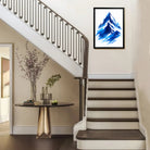 Framed Mountain Art Print, Blue Brushstroke Style, Premium Quality, Perfect for Home or Office Decoration