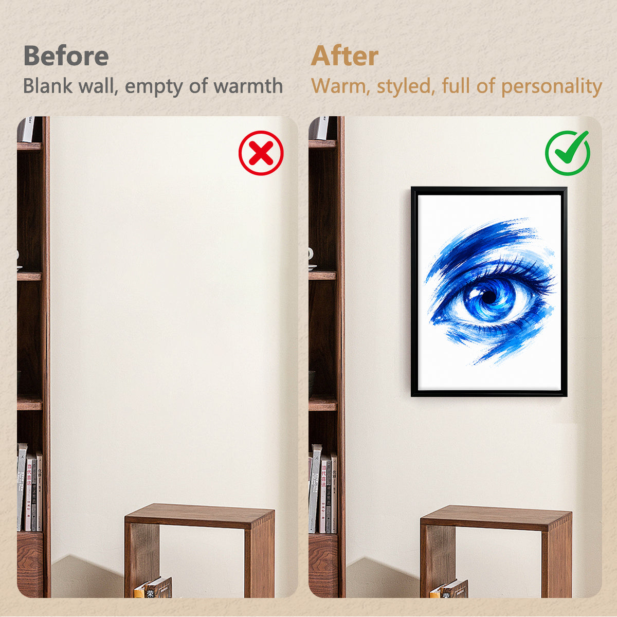 Framed Blue Eye Art Print Modern Abstract Canvas Painting Home Decor for Living Room or Bedroom