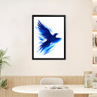 Framed Blue Eagle Art Print, Abstract Brushstroke Design, High-Quality Matte Finish, Perfect Home Decor for Living Room or Office