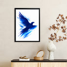 Framed Blue Eagle Art Print, Abstract Brushstroke Design, High-Quality Matte Finish, Perfect Home Decor for Living Room or Office