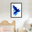 Framed Blue Eagle Art Print, Abstract Brushstroke Design, High-Quality Matte Finish, Perfect Home Decor for Living Room or Office