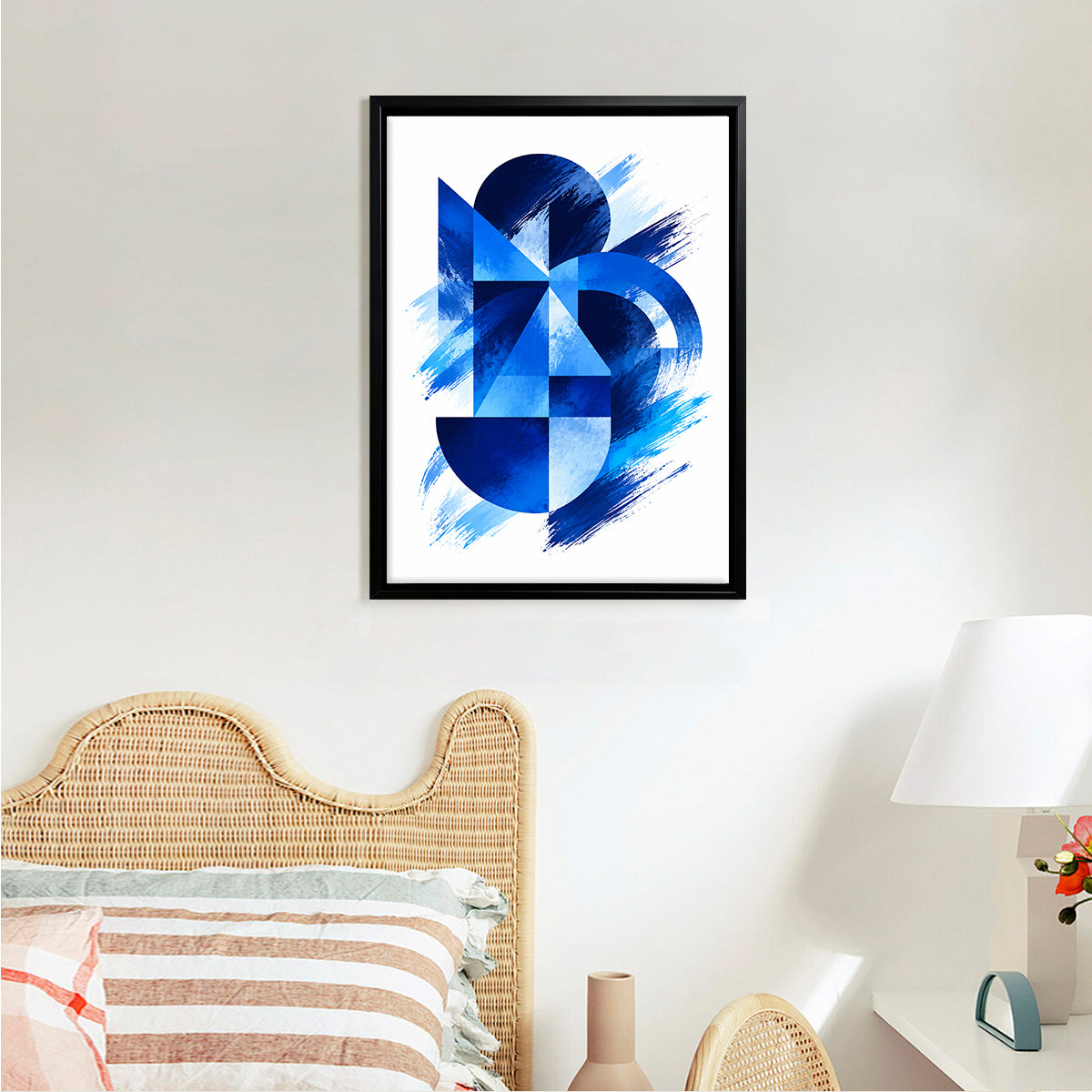 Abstract Blue几何图案艺术画框, 现代简约风格, 高清印刷材质, 家居装饰/送礼佳品
