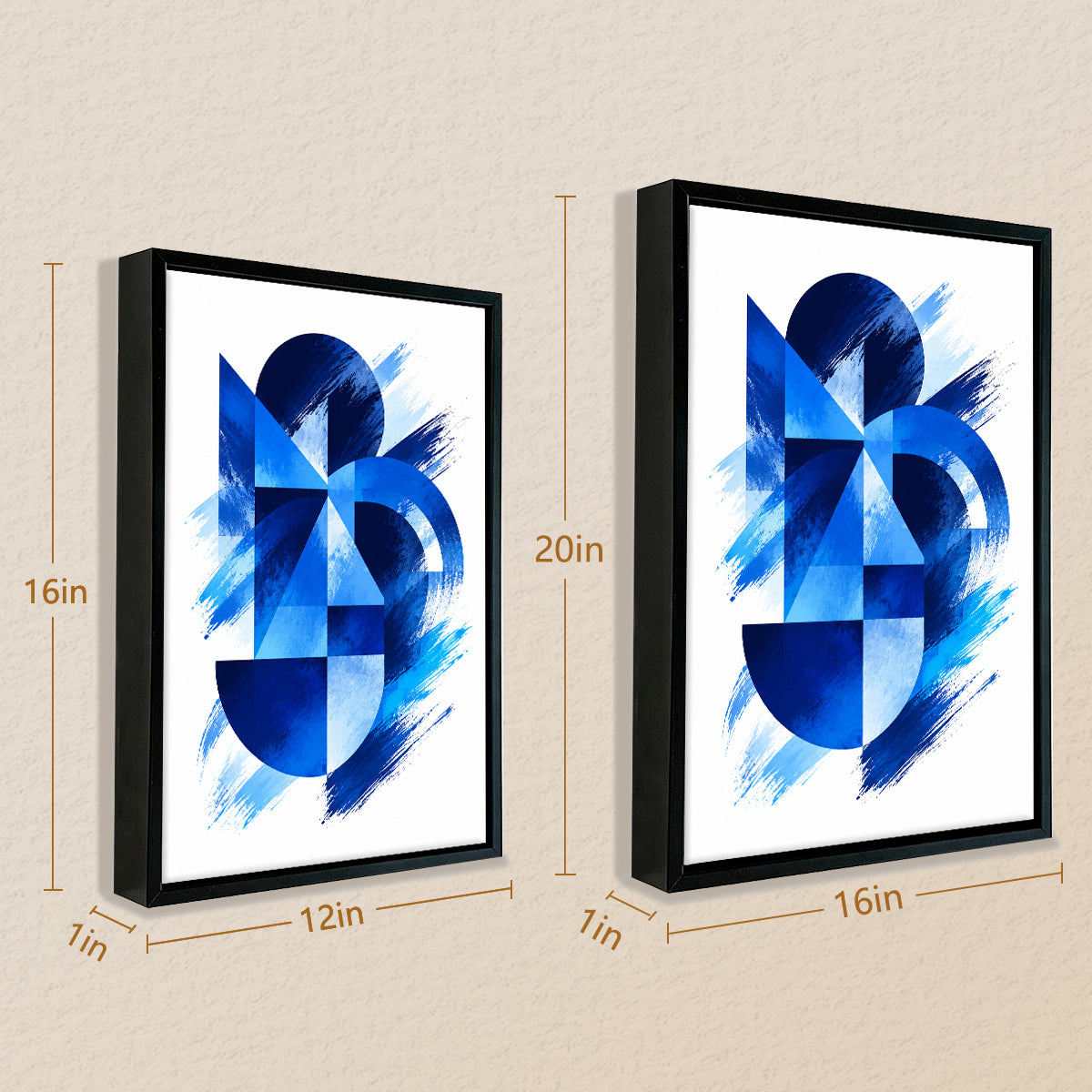 Abstract Blue几何图案艺术画框, 现代简约风格, 高清印刷材质, 家居装饰/送礼佳品