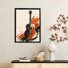 Framed Acoustic Guitar Art Print, Modern Abstract Design, High-Quality Matte Finish, Perfect Home Decor for Any Room