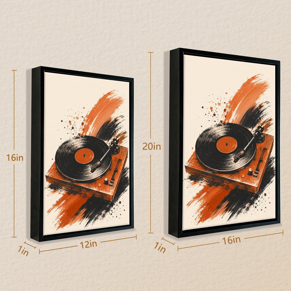 Framed Vinyl Record Player Art Print, Retro Style, High-Quality Giclee, Perfect for Home Decor in Any Room