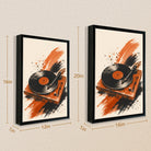 Framed Vinyl Record Player Art Print, Retro Style, High-Quality Giclee, Perfect for Home Decor in Any Room