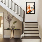 Abstract Sound Wave Art Print in Black Frame, Vibrant Orange and Black Design, Perfect Home Decor for Living Room or Office