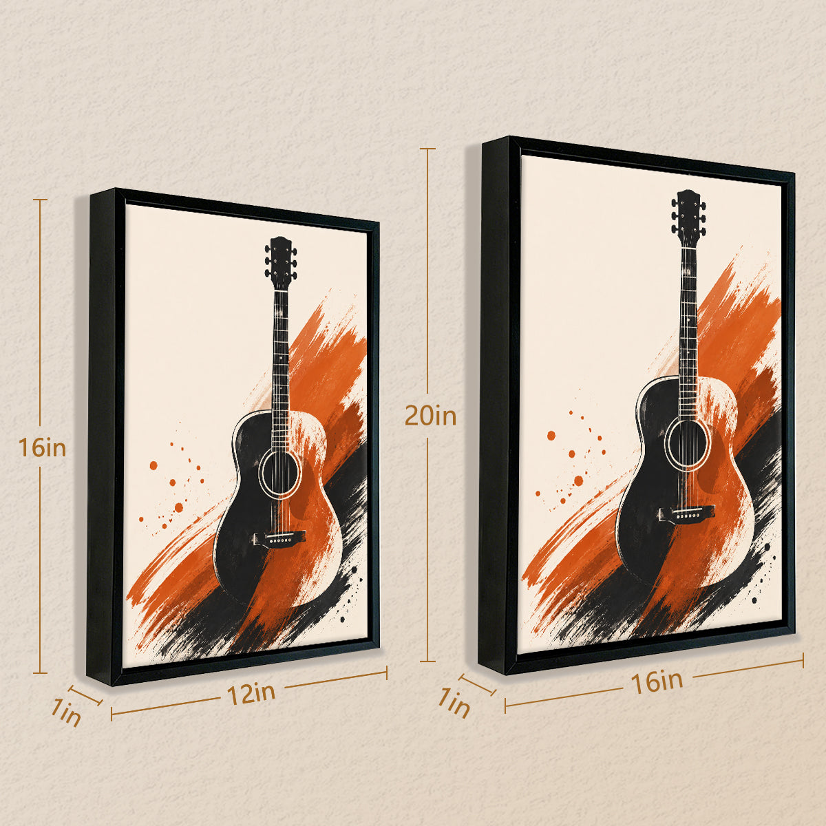Framed Acoustic Guitar Art Print, Modern Abstract Design, High-Quality Matte Finish, Perfect Home Decor for Any Room
