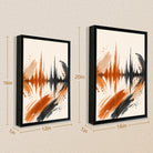 Abstract Sound Wave Art Print in Black Frame, Vibrant Orange and Black Design, Perfect Home Decor for Living Room or Office