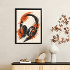 Framed Headphones Art Print, Modern Abstract Design, High-Quality Matte Finish, Perfect Home Decor for Any Room