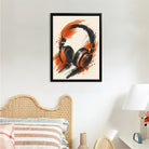 Framed Headphones Art Print, Modern Abstract Design, High-Quality Matte Finish, Perfect Home Decor for Any Room
