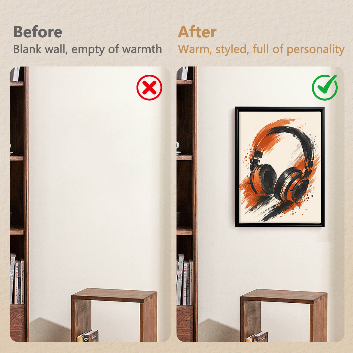Framed Headphones Art Print, Modern Abstract Design, High-Quality Matte Finish, Perfect Home Decor for Any Room