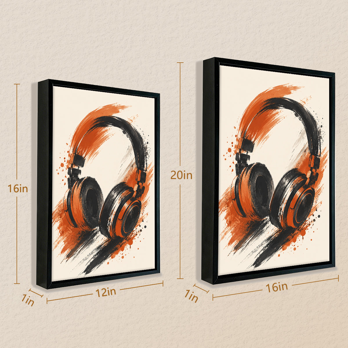 Framed Headphones Art Print, Modern Abstract Design, High-Quality Matte Finish, Perfect Home Decor for Any Room