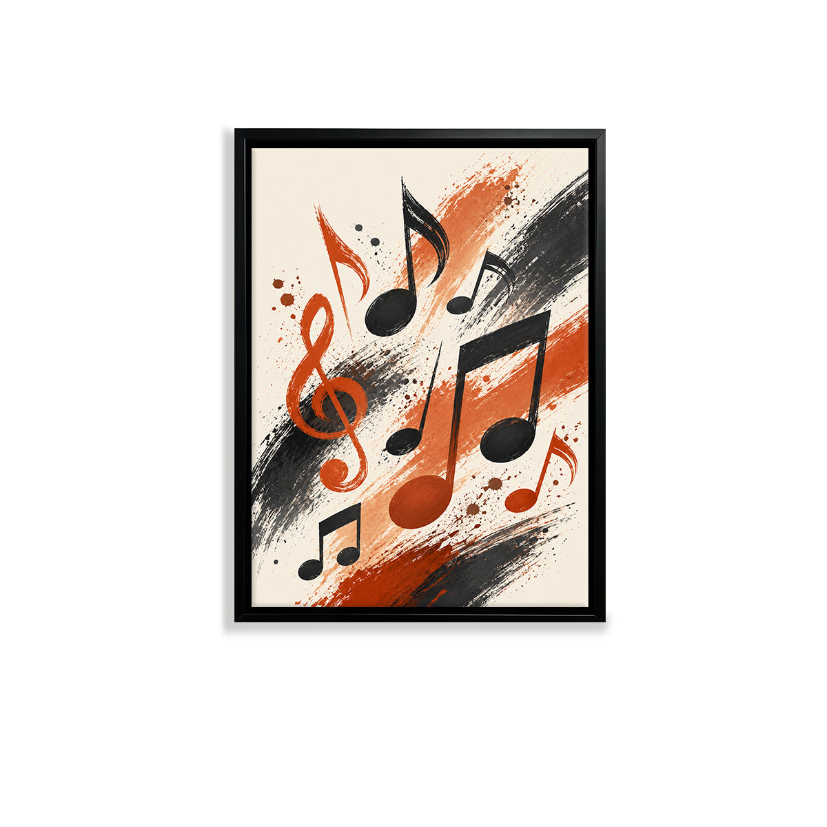 Framed Musical Notes Art Print, Abstract Black and Orange Design, Perfect Home Decor for Any Room