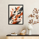 Framed Musical Notes Art Print, Abstract Black and Orange Design, Perfect Home Decor for Any Room