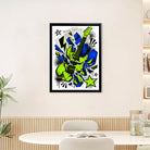 Framed Electric Guitar Art Print, Vibrant Blue and Green Design, Perfect Home Decor for Music Lovers