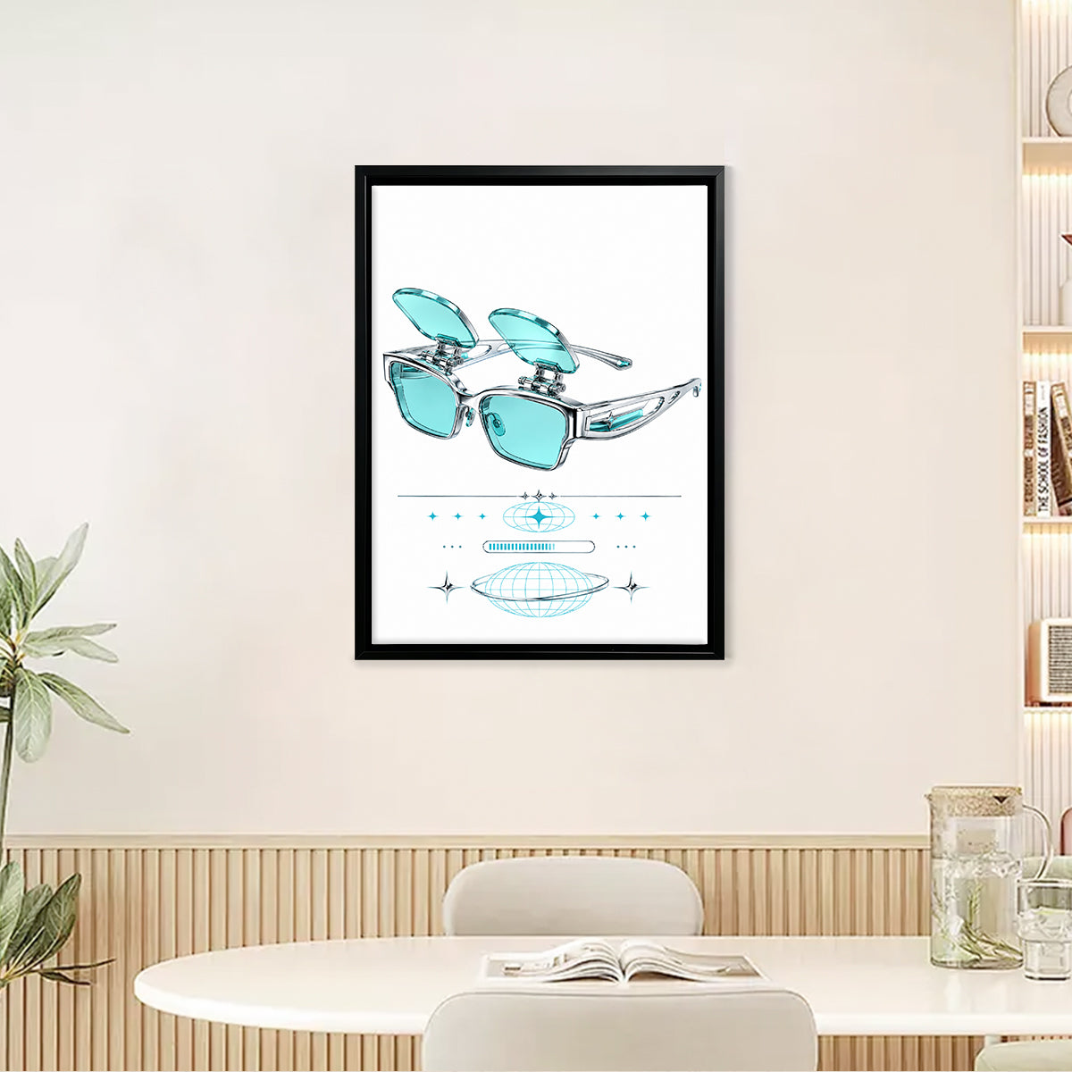 Futuristic Sunglasses Art Print, Modern Tech-Inspired Design, Premium Quality, Perfect for Home Decor in California