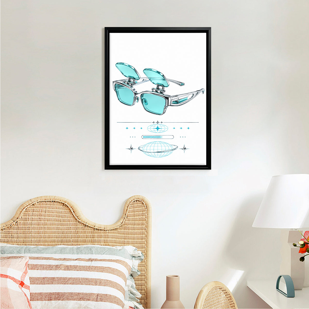 Futuristic Sunglasses Art Print, Modern Tech-Inspired Design, Premium Quality, Perfect for Home Decor in California