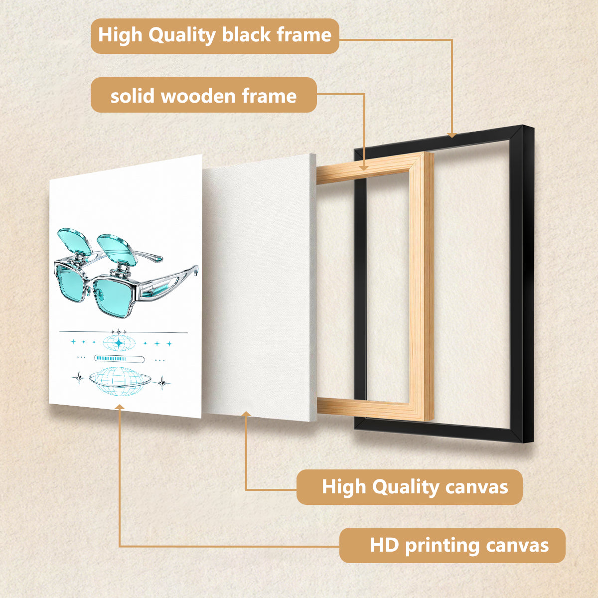 Futuristic Sunglasses Art Print, Modern Tech-Inspired Design, Premium Quality, Perfect for Home Decor in California