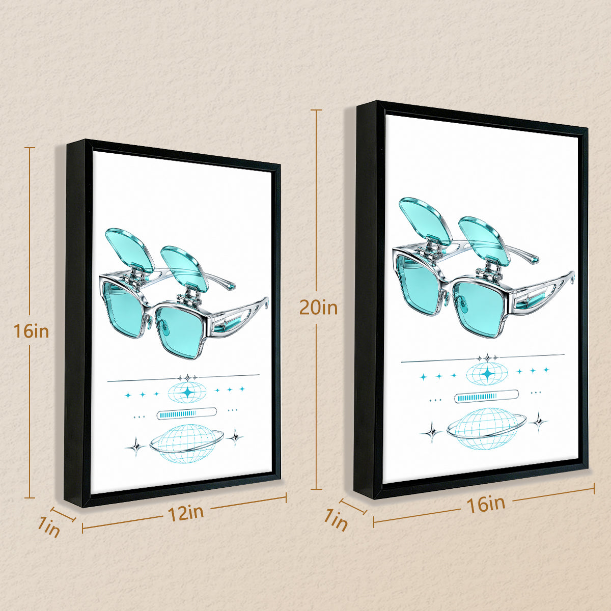 Futuristic Sunglasses Art Print, Modern Tech-Inspired Design, Premium Quality, Perfect for Home Decor in California
