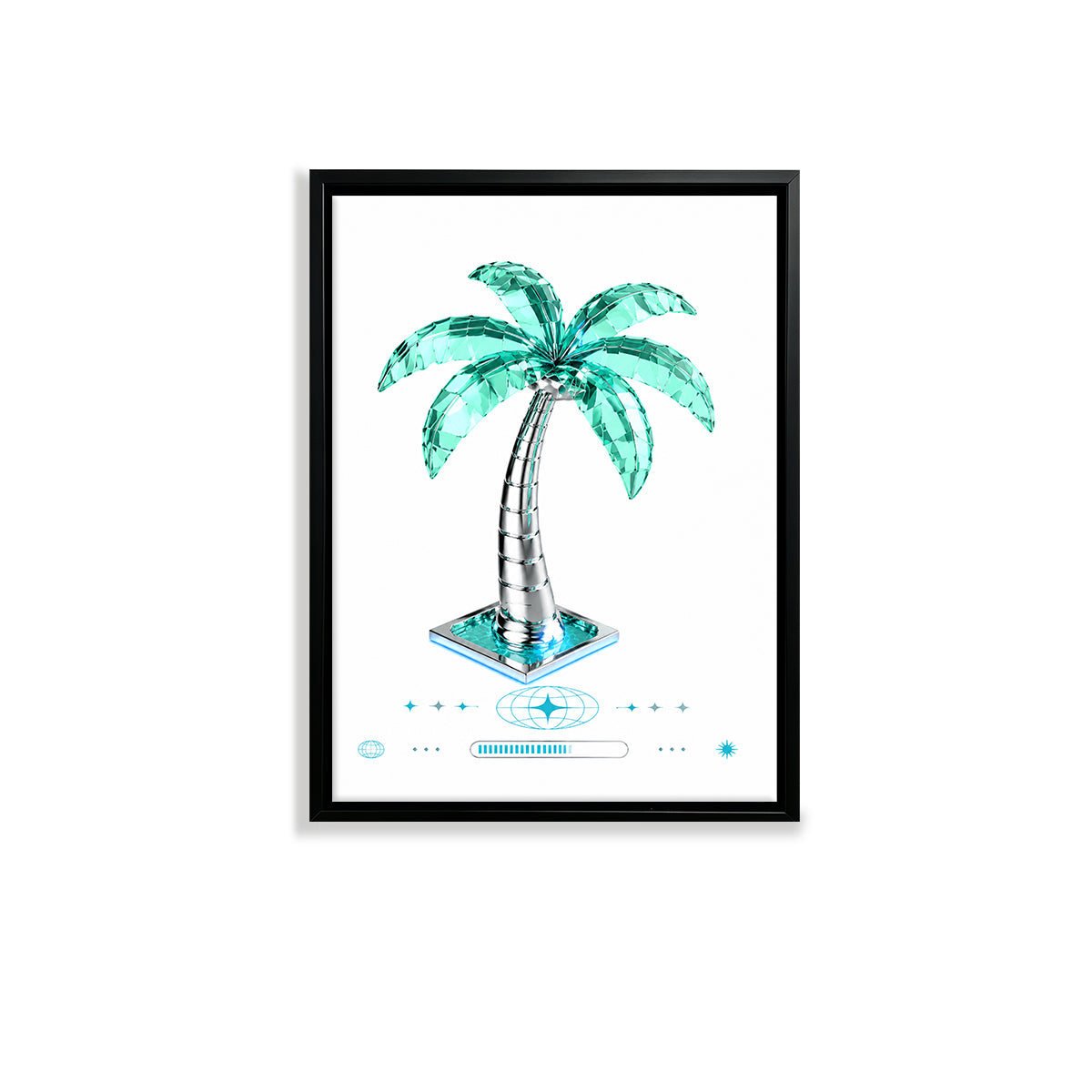 Framed Tropical Palm Tree Art Print, Modern Crystal Design, Perfect Home Decor for Living Room or Office