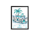 Framed Vacation-Themed Art Print with Palm Tree & Pool Design, Modern Crystal Style, Perfect for Home Decor