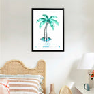 Framed Tropical Palm Tree Art Print, Modern Crystal Design, Perfect Home Decor for Living Room or Office