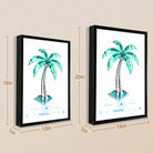Framed Tropical Palm Tree Art Print, Modern Crystal Design, Perfect Home Decor for Living Room or Office