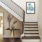 Framed Vacation-Themed Art Print with Palm Tree & Pool Design, Modern Crystal Style, Perfect for Home Decor