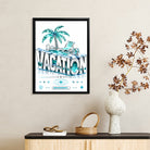 Framed Vacation-Themed Art Print with Palm Tree & Pool Design, Modern Crystal Style, Perfect for Home Decor
