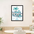 Framed Vacation-Themed Art Print with Palm Tree & Pool Design, Modern Crystal Style, Perfect for Home Decor