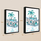 Framed Vacation-Themed Art Print with Palm Tree & Pool Design, Modern Crystal Style, Perfect for Home Decor