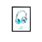 Modern Blue Headphones Art Print, Stylish Wall Decor for Music Lovers, Perfect Home or Office Gift