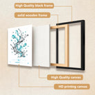 Modern Blue Water Splash Art Print in Black Frame, Elegant Home Decor for Living Room or Staircase