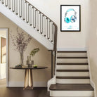 Modern Blue Headphones Art Print, Stylish Wall Decor for Music Lovers, Perfect Home or Office Gift