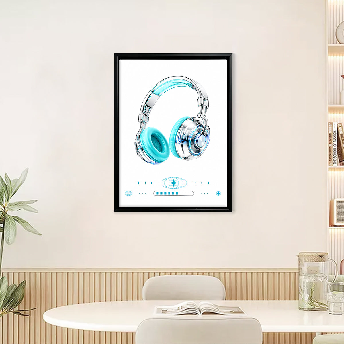 Modern Blue Headphones Art Print, Stylish Wall Decor for Music Lovers, Perfect Home or Office Gift