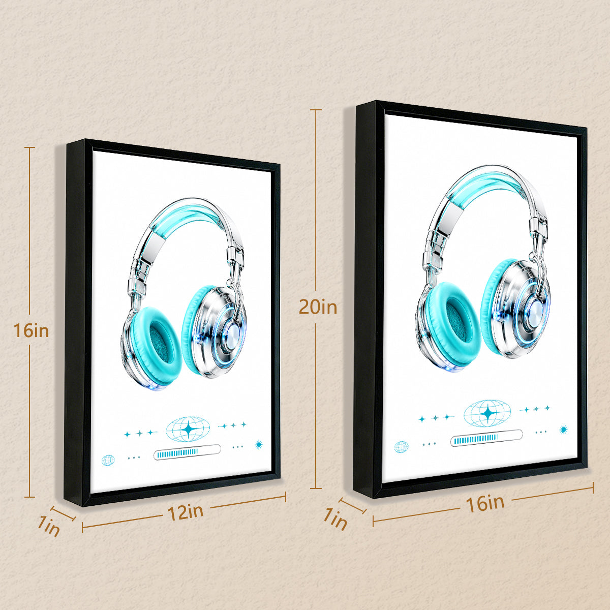 Modern Blue Headphones Art Print, Stylish Wall Decor for Music Lovers, Perfect Home or Office Gift
